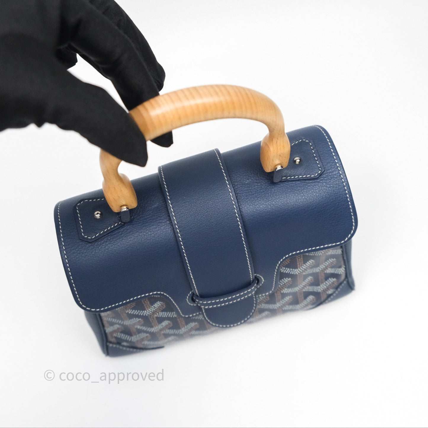 Goyard Saïgon Mini Bag Navy Goyardine Canvas/ Chevroches Calfskin