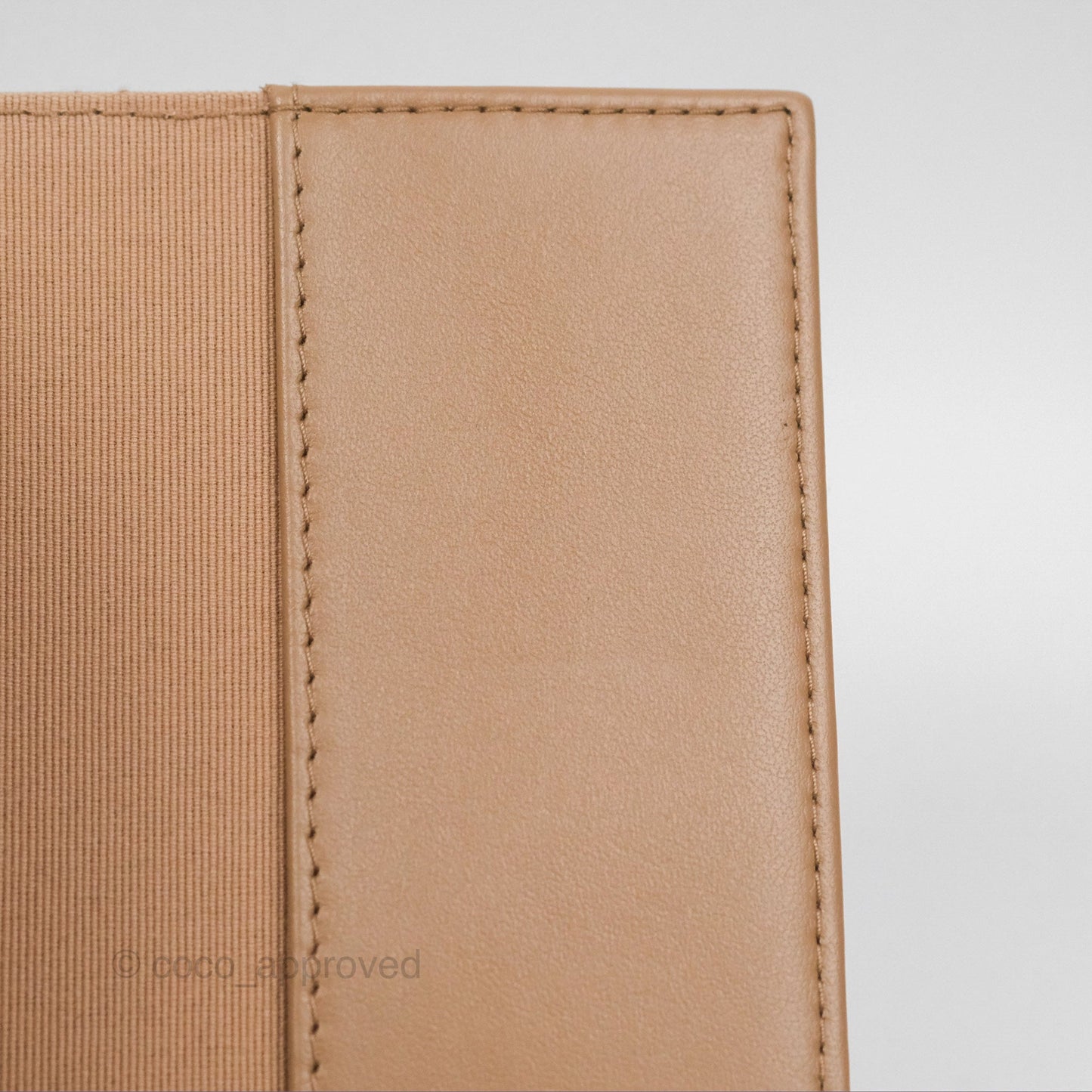 Chanel Classic Quilted Passport Holder Caviar Beige Gold Hardware