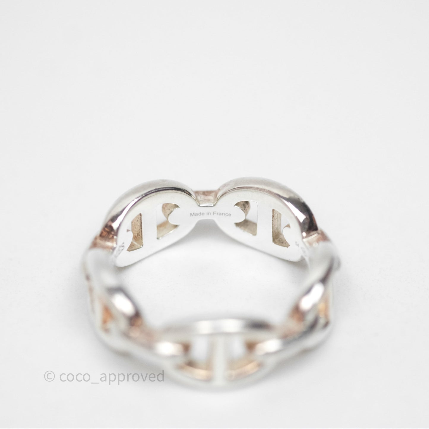 Hermès Sterling Silver PM Chaine d'Ancre Enchainee Band Ring 54