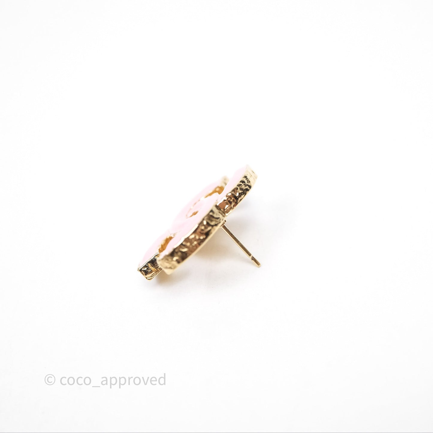 Chanel CC Pink Earrings Gold Tone 23K
