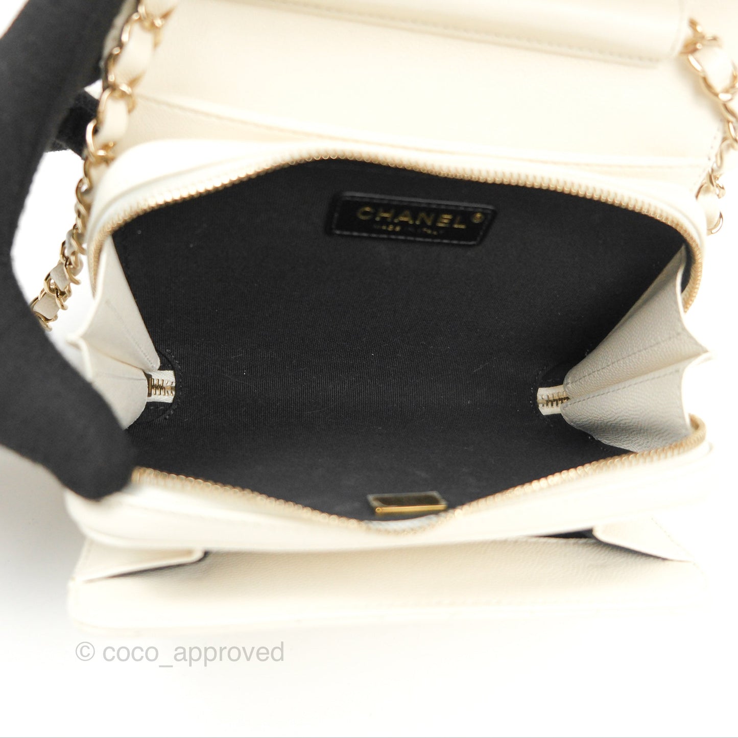 Chanel Quilted Small Like The Wallet Flap Ivory White Caviar Light Gold Hardware 22C