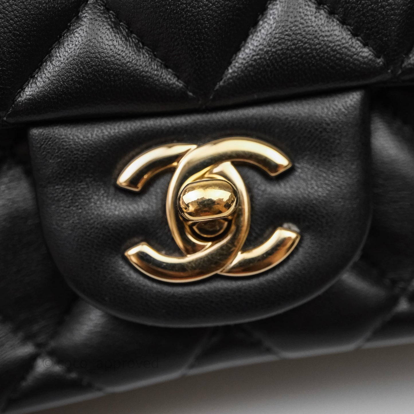 Chanel Mini Square Quilted Black Lambskin Gold Hardware