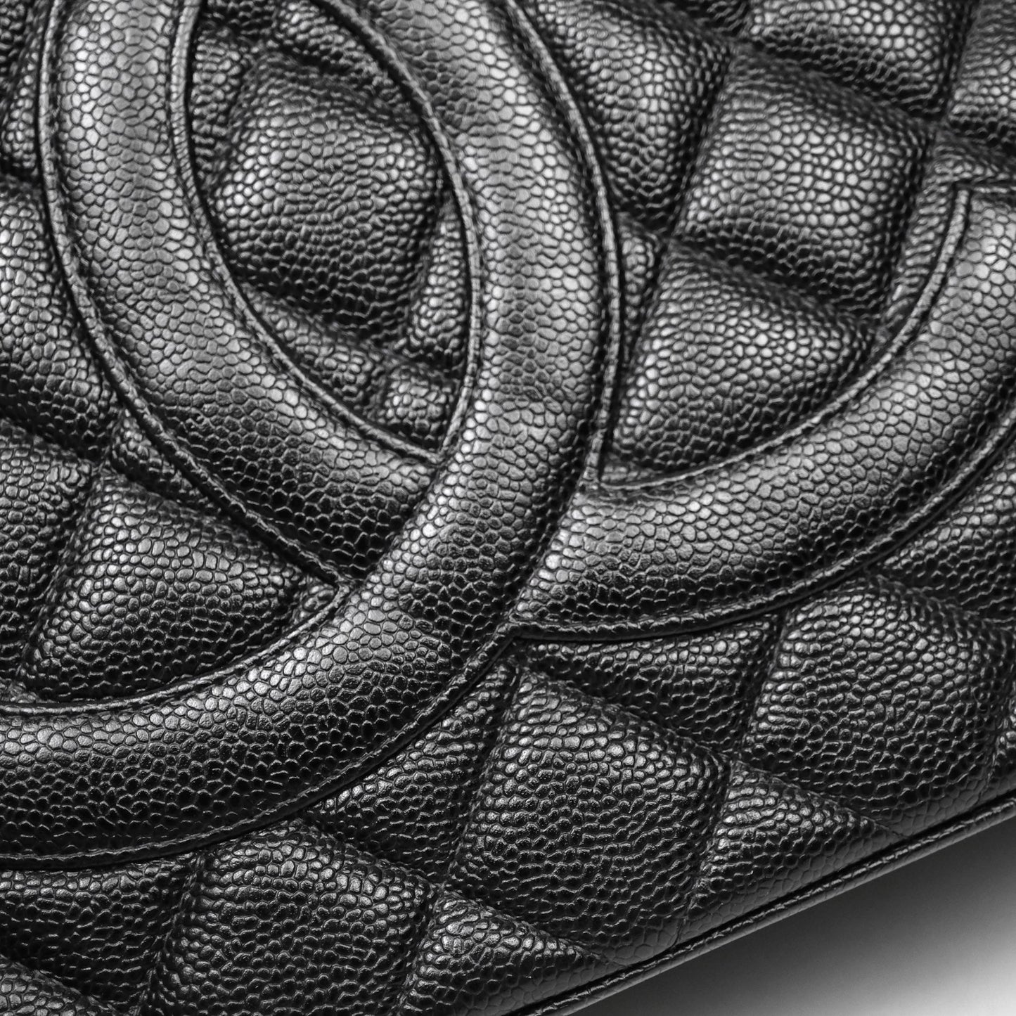 Chanel Vintage Medallion CC Tote Bag Black Caviar Gold Hardware