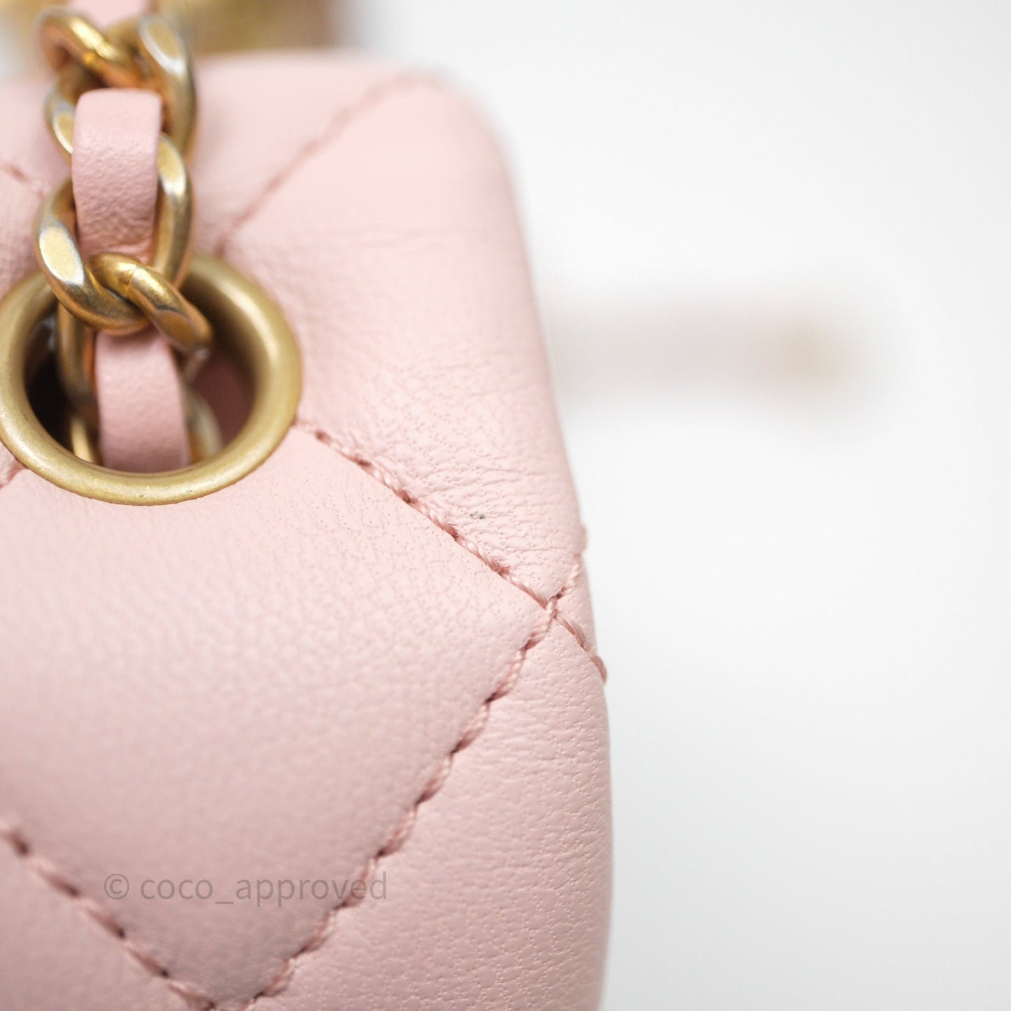 Chanel Mini Rectangular Pearl Crush Baby Pink Lambskin Aged Gold Hardware
