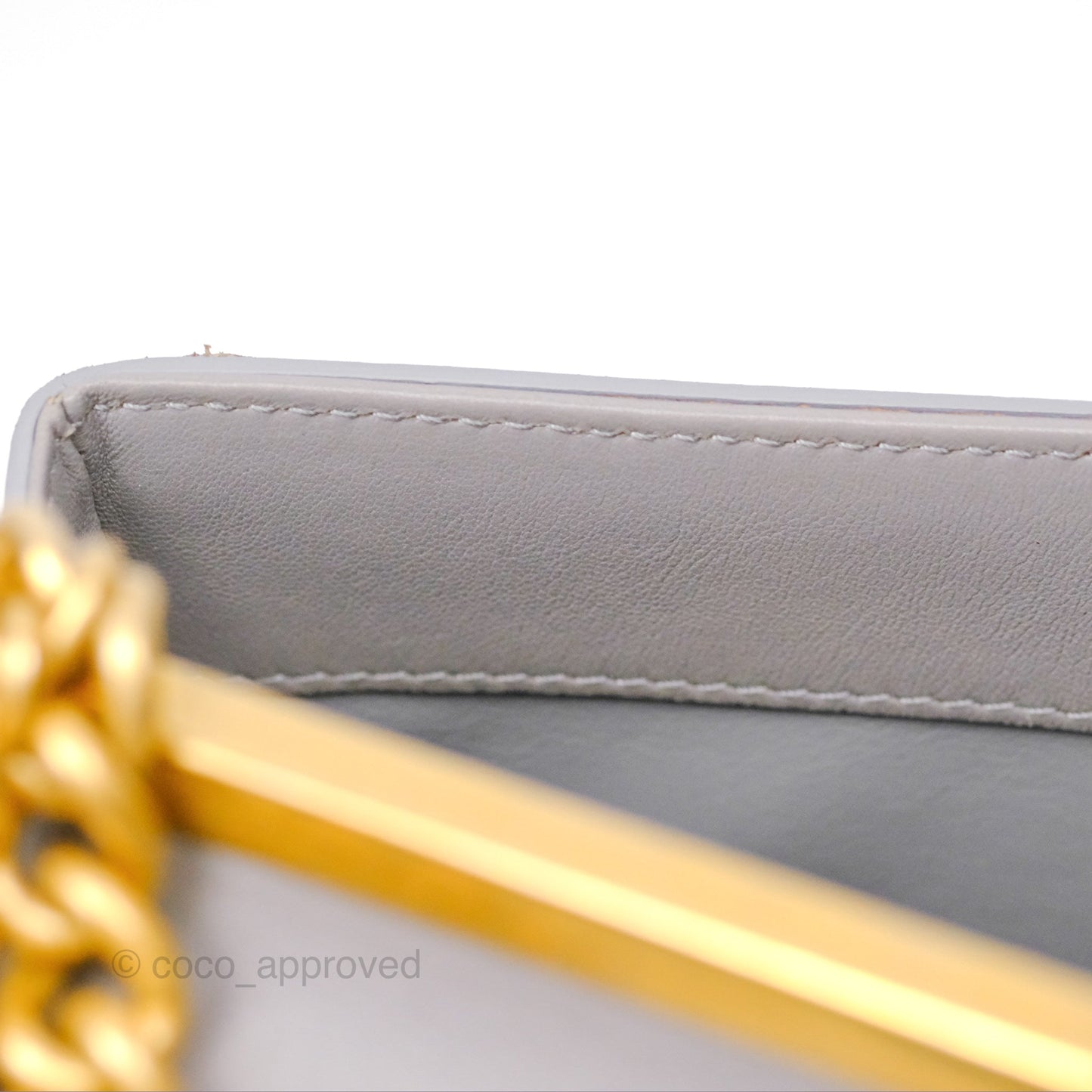 Chanel Small Quilted Coco Luxe Flap Bag Grey Calfskin Aged Gold Hardware