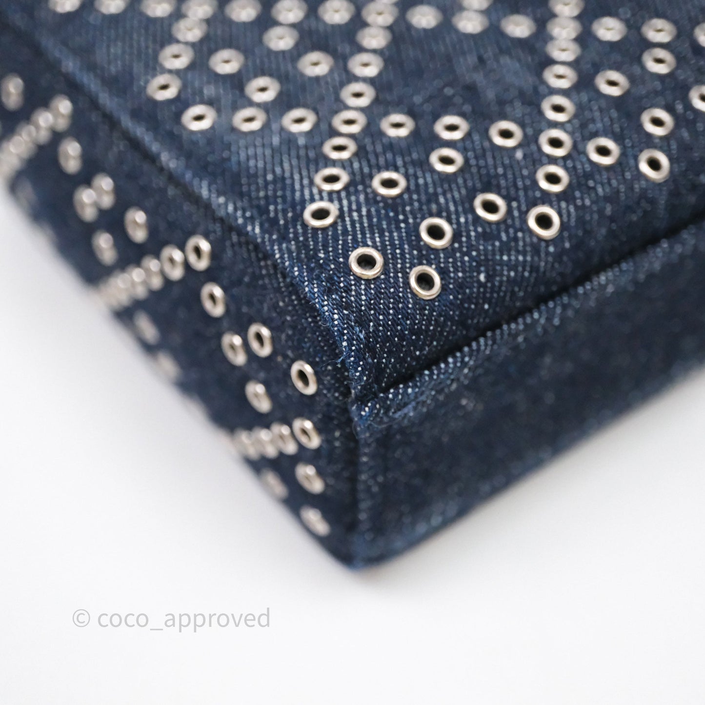 Christian Dior Medium Lady D-Joy Denim Eyelet Silver Hardware