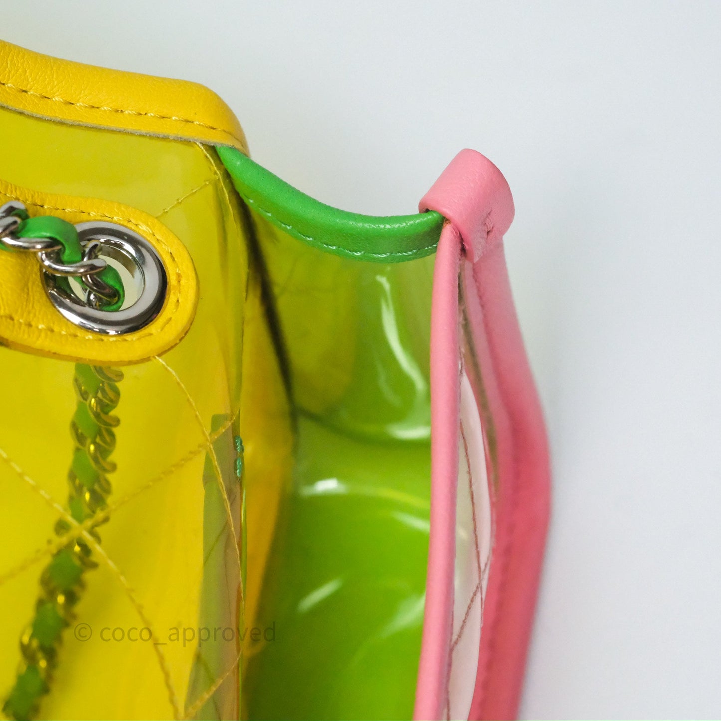 Chanel Mini Coco Splash Flap Bag PVC Lambskin Pink/Yellow/Green Silver Hardware