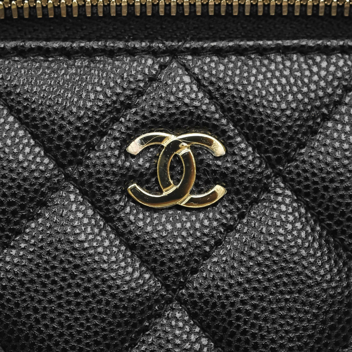 Chanel Mini Vanity With Chain Black Caviar Gold Hardware