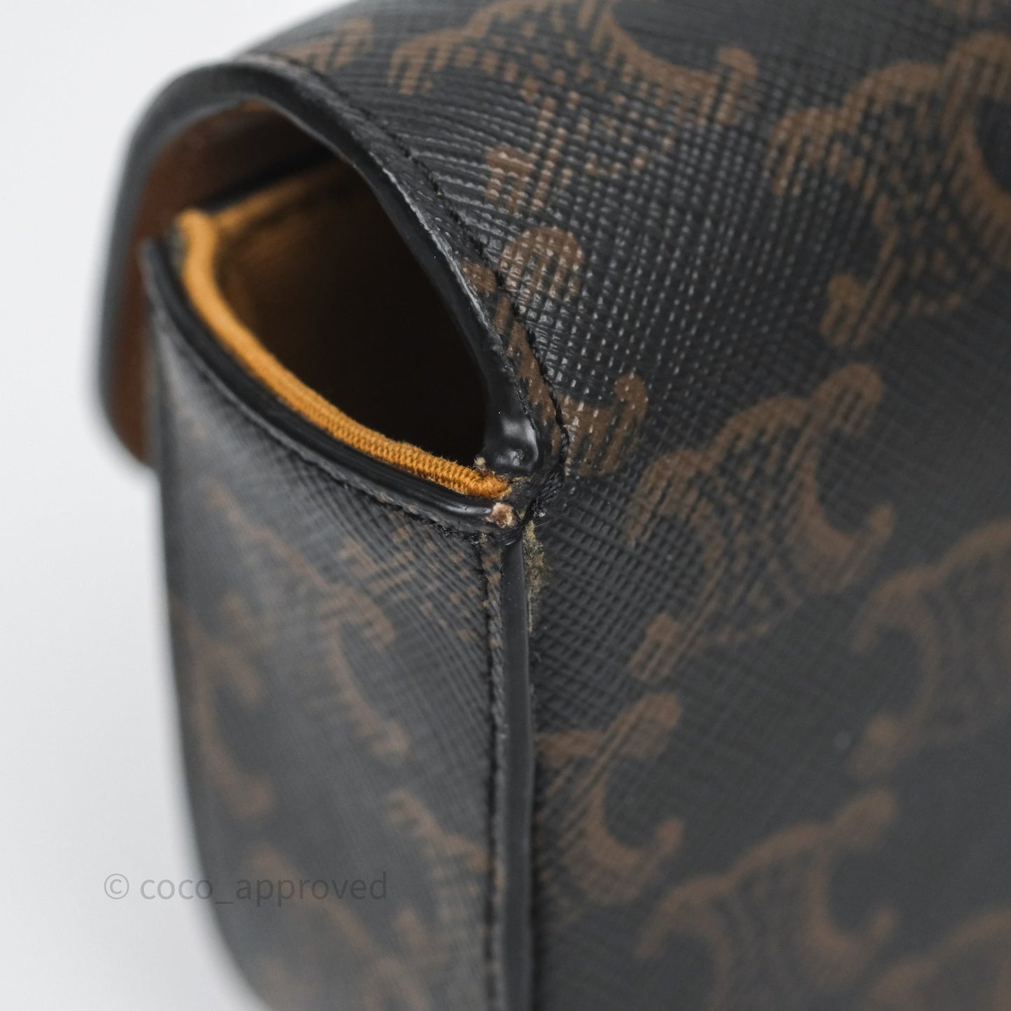 Celine Mini Triomphe Canvas Tan Calfskin