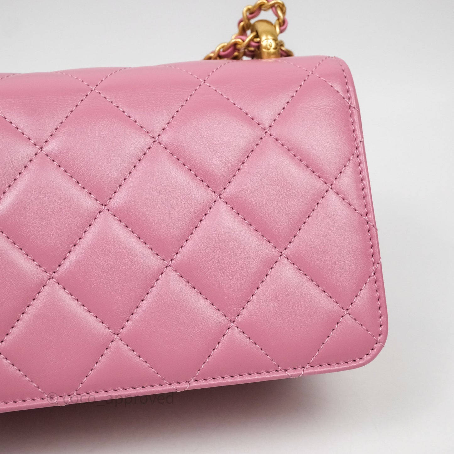 Chanel Quilted Mini Perfect Fit Adjustable Pink Calfskin Gold Hardware