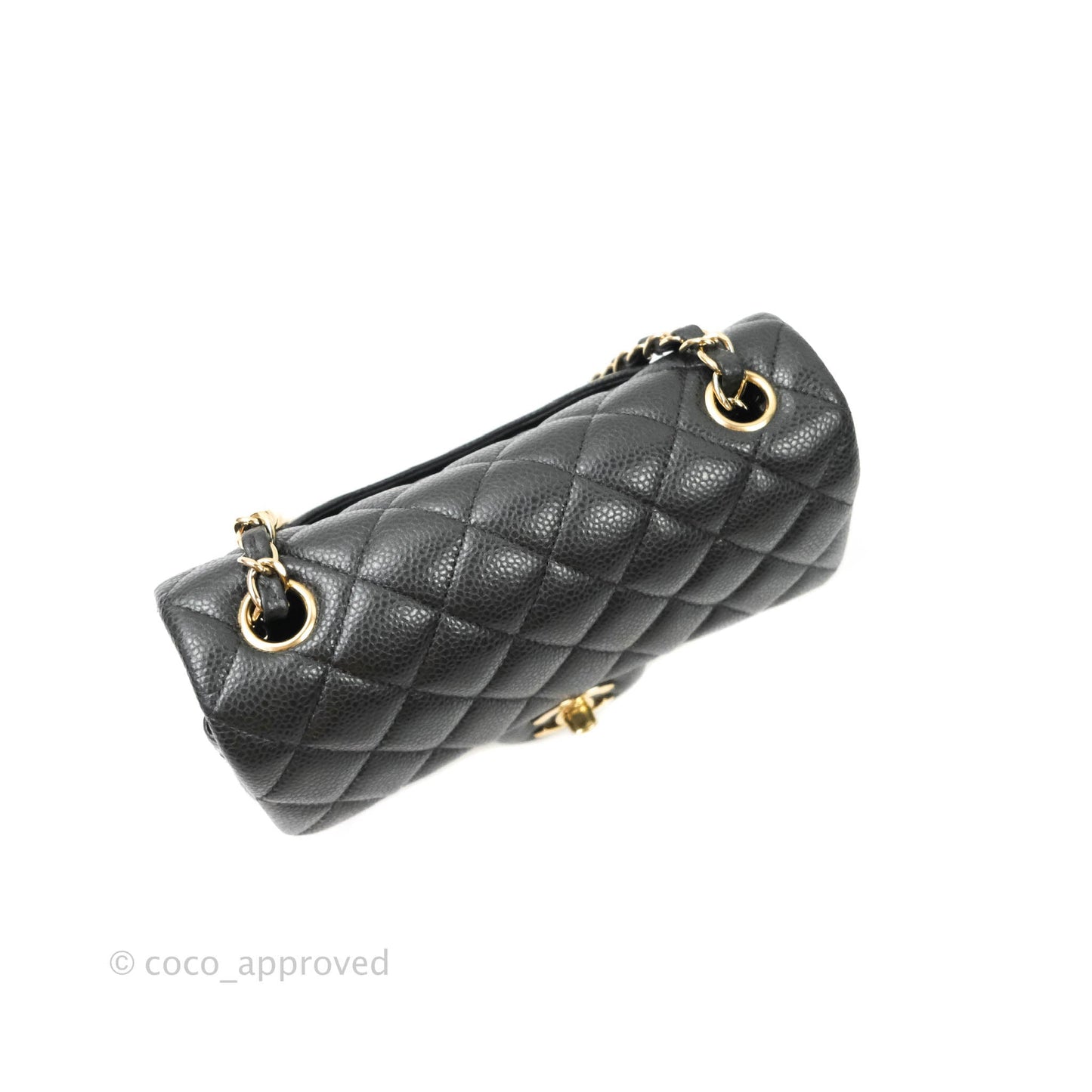 Chanel Classic Quilted Mini Rectangular Flap Pearly Grey Caviar Gold Hardware