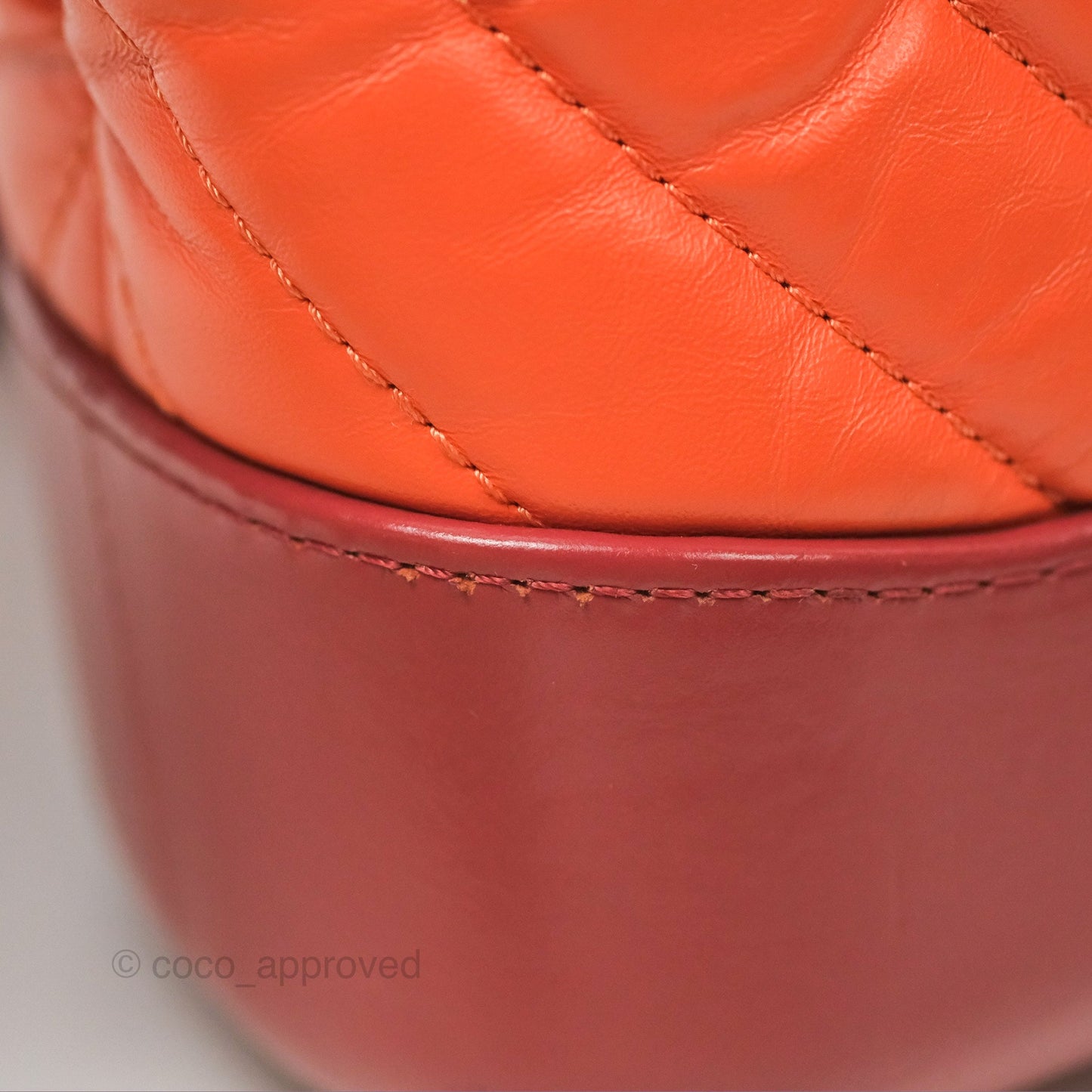 Chanel Small Gabrielle Hobo Chevron Orange Red Aged Calfskin