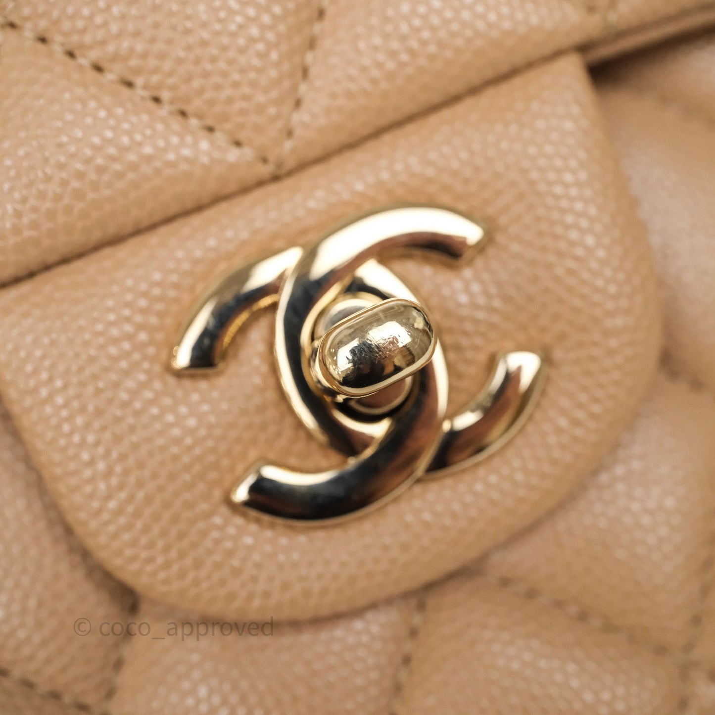 Chanel Classic M/L Medium Flap Quilted Dark Beige Caviar Gold Hardware