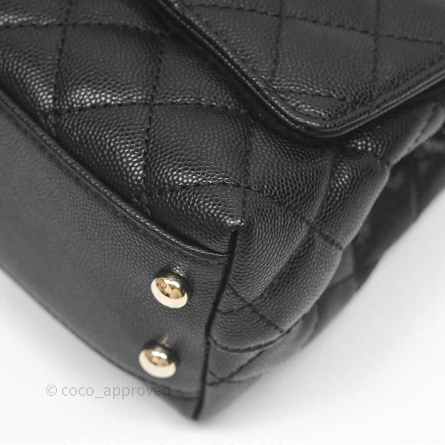 Chanel Mini Coco Handle Quilted Black Caviar Gold Hardware