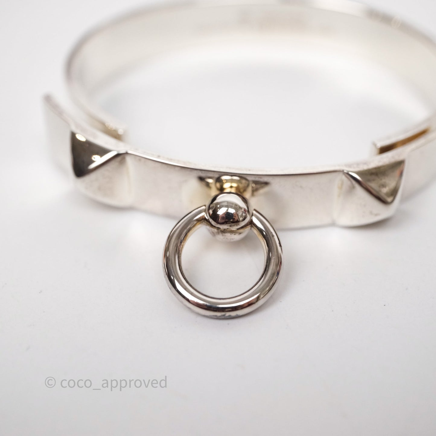 Hermes Collier de Chien Bracelet Sterling Silver Size SH