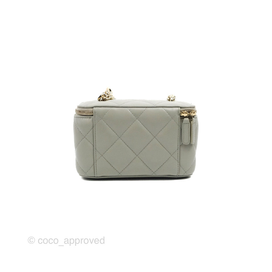Chanel Vanity with Resin Chain Grey Lambskin Gold Hardware