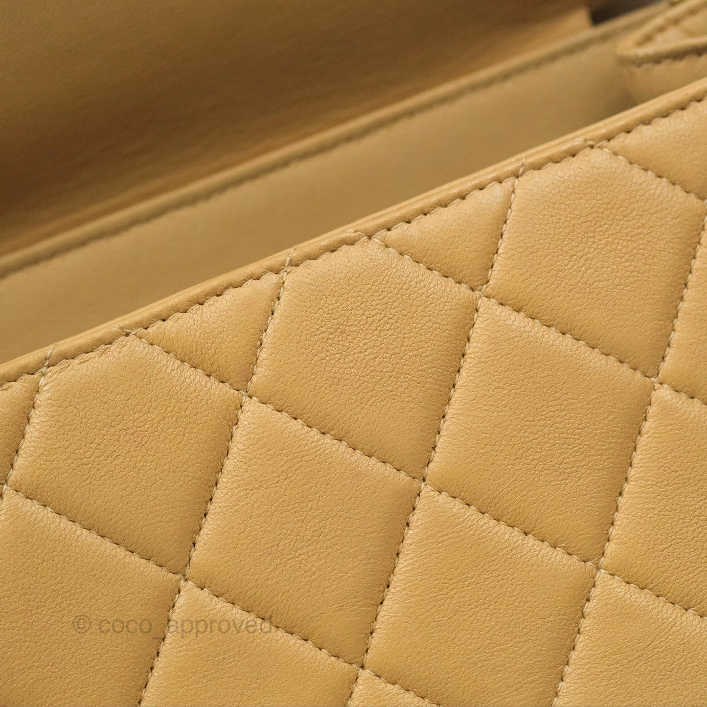 Chanel Vintage Double Sided Flap Bag Quilted Beige Lambskin Gold Hardware