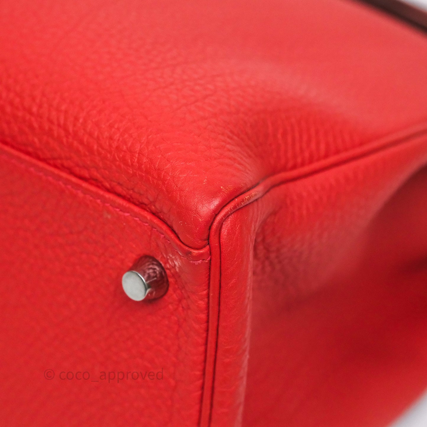 Hermès Kelly 35 Retourne Red Togo Palladium Hardware