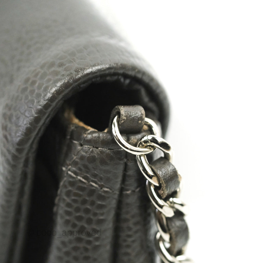 Chanel Half Moon Wallet on Chain WOC Dark Grey Caviar Silver Hardware