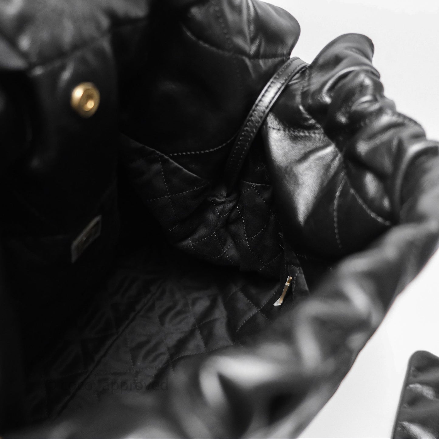 Chanel 22 Small Black Shiny Calfskin Aged Gold Hardware