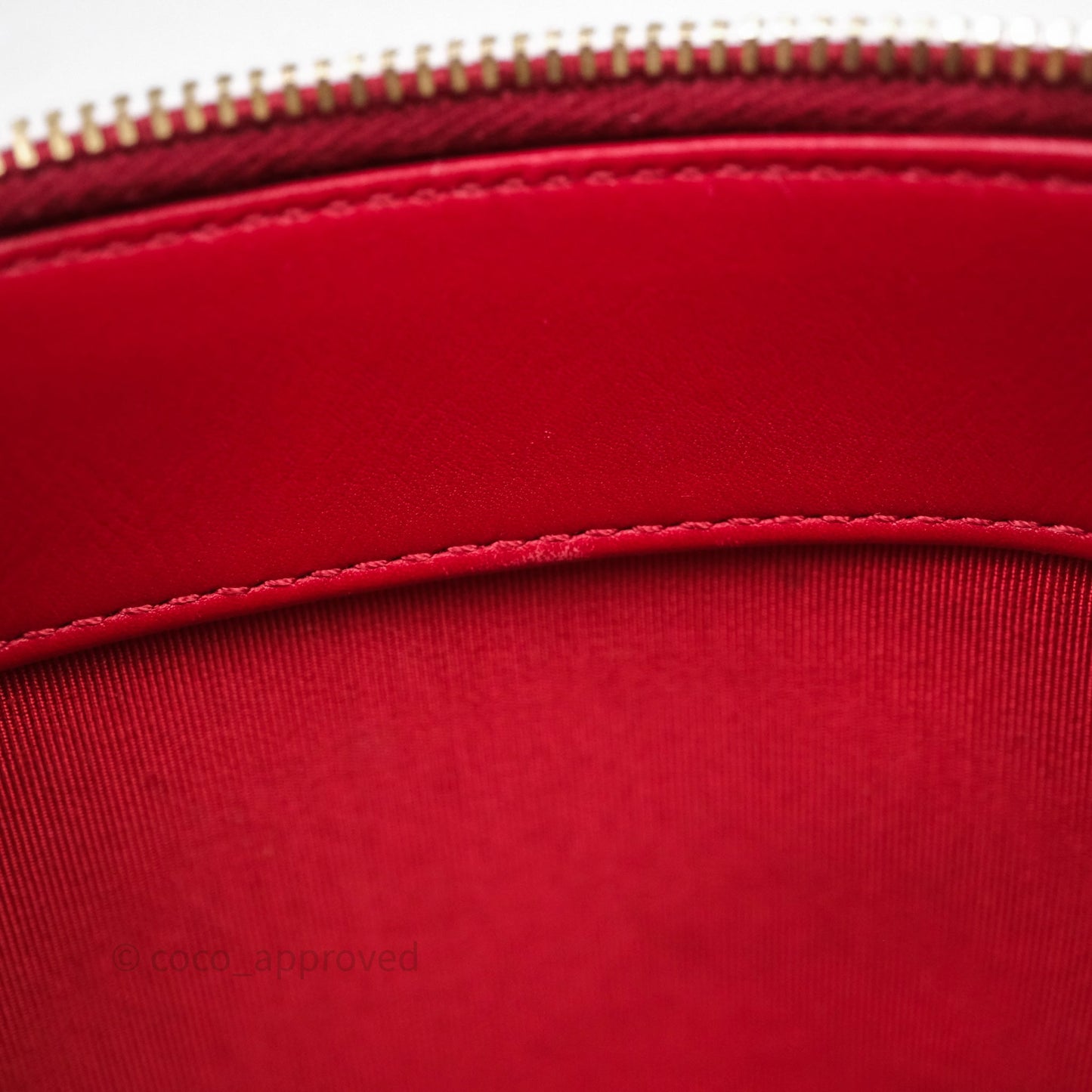Chanel CC Vanity Case Red Calfskin Aged Gold Hardware