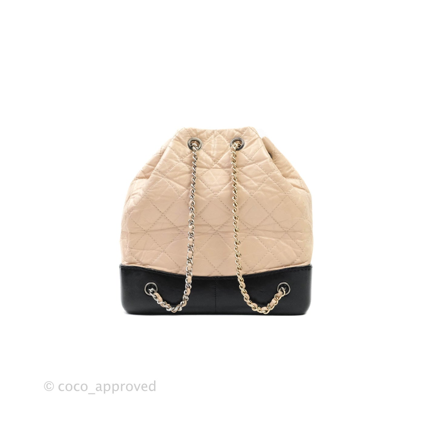 Chanel Quilted Small Gabrielle Backpack Black/Beige Aged Calfskin