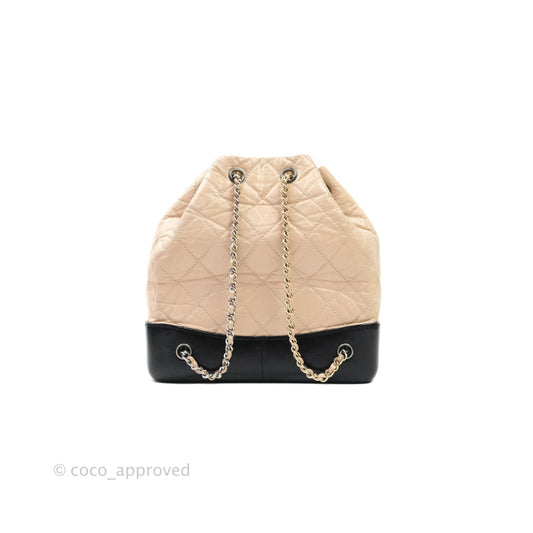 Chanel Quilted Small Gabrielle Backpack Black/Beige Aged Calfskin