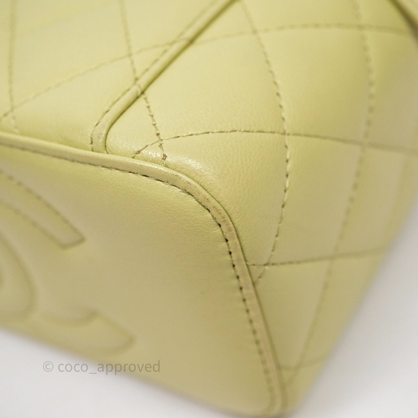 Chanel Quilted Vanity With Chain Lambskin Green Gold Hardware