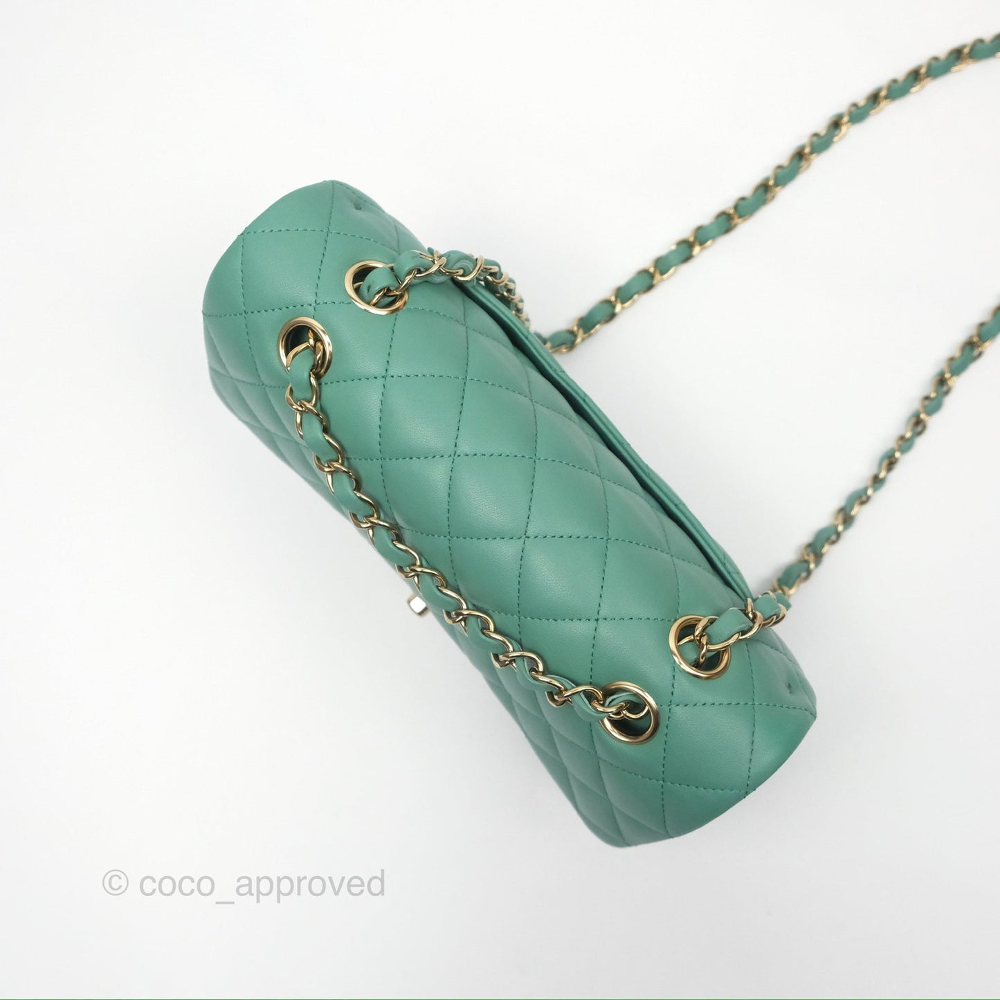 Chanel Small S/M Classic Flap Green Lambskin Gold Hardware