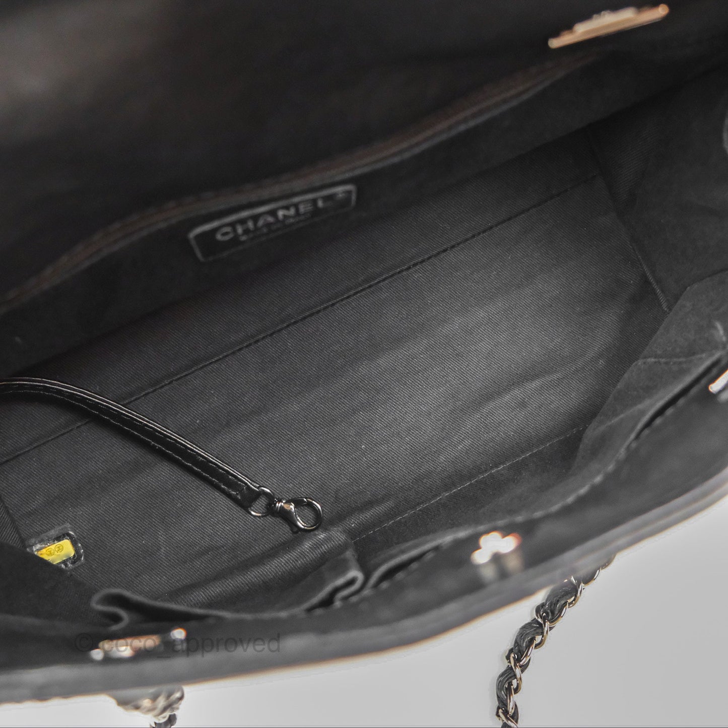 Chanel Large Hamptons Shopping Tote Black Washed Calfskin