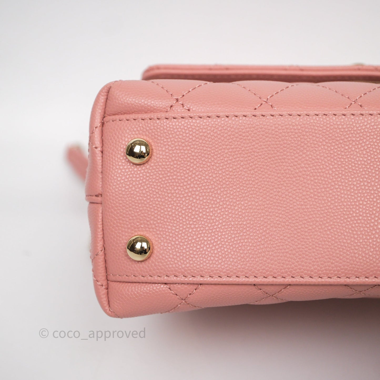 Chanel Small Coco Handle Quilted Pink Caviar Gold Hardware