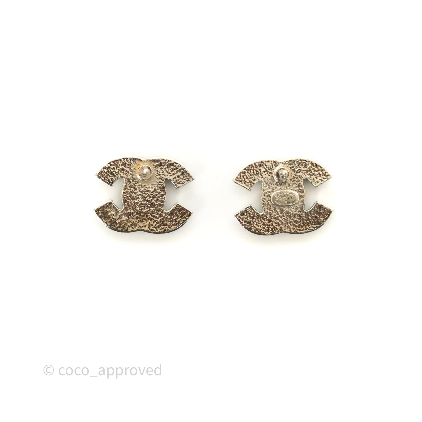 Chanel CC Crystals Earrings Silver Tone 13V