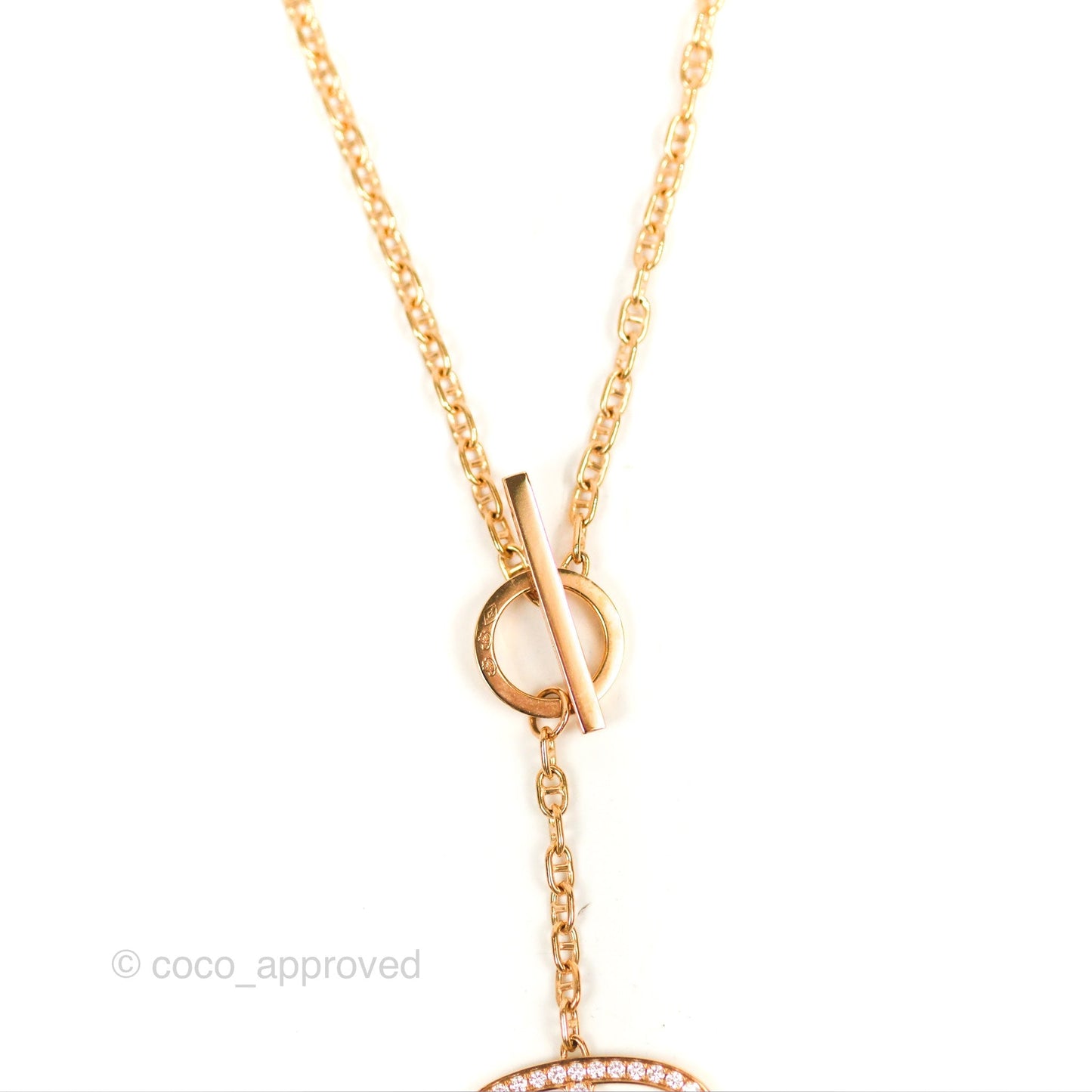 Hermès Chaine D'ancre Contour Pedant Large Model Diamonds Rose Gold