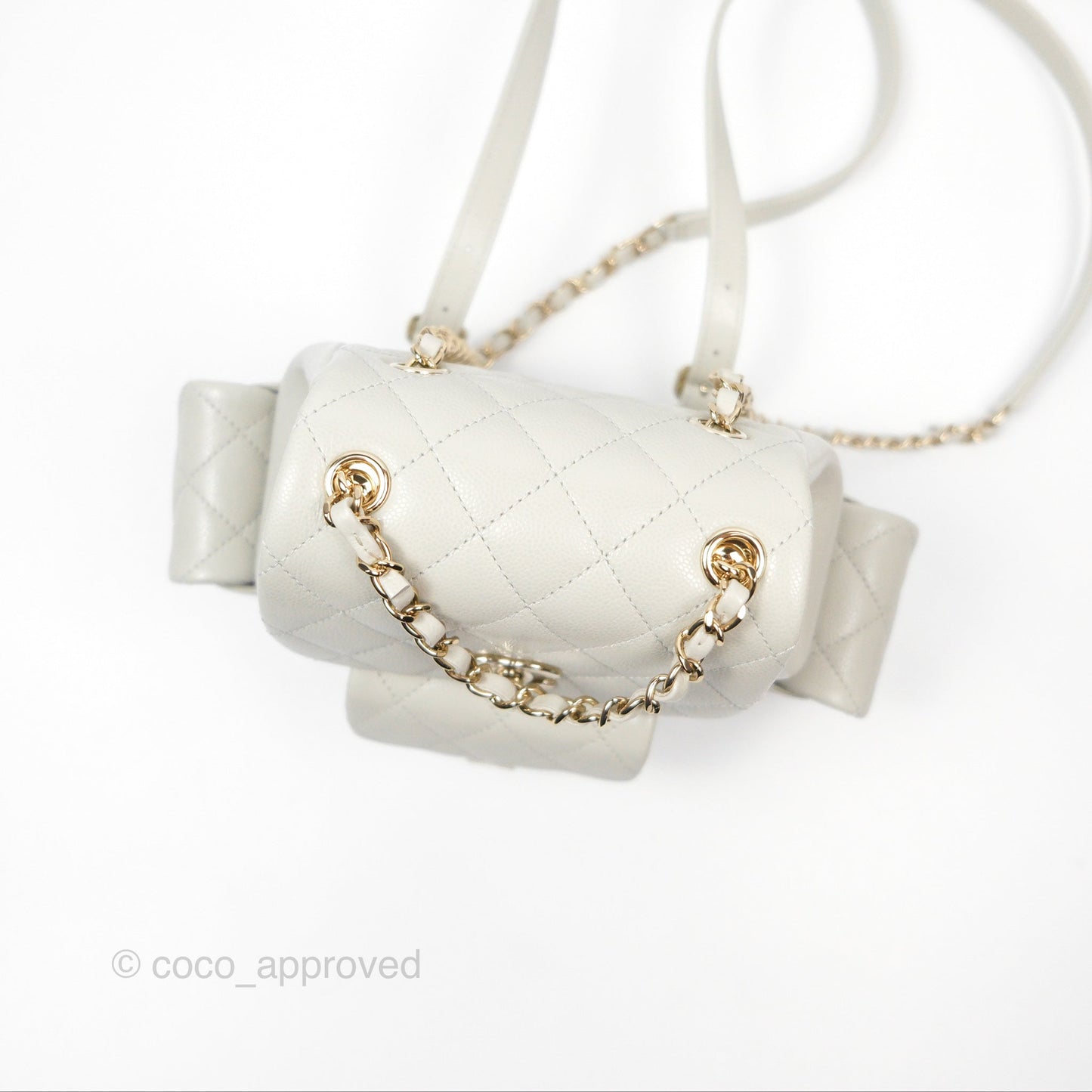Chanel Small Duma Backpack Caviar Pale Grey Gold Hardware 23K