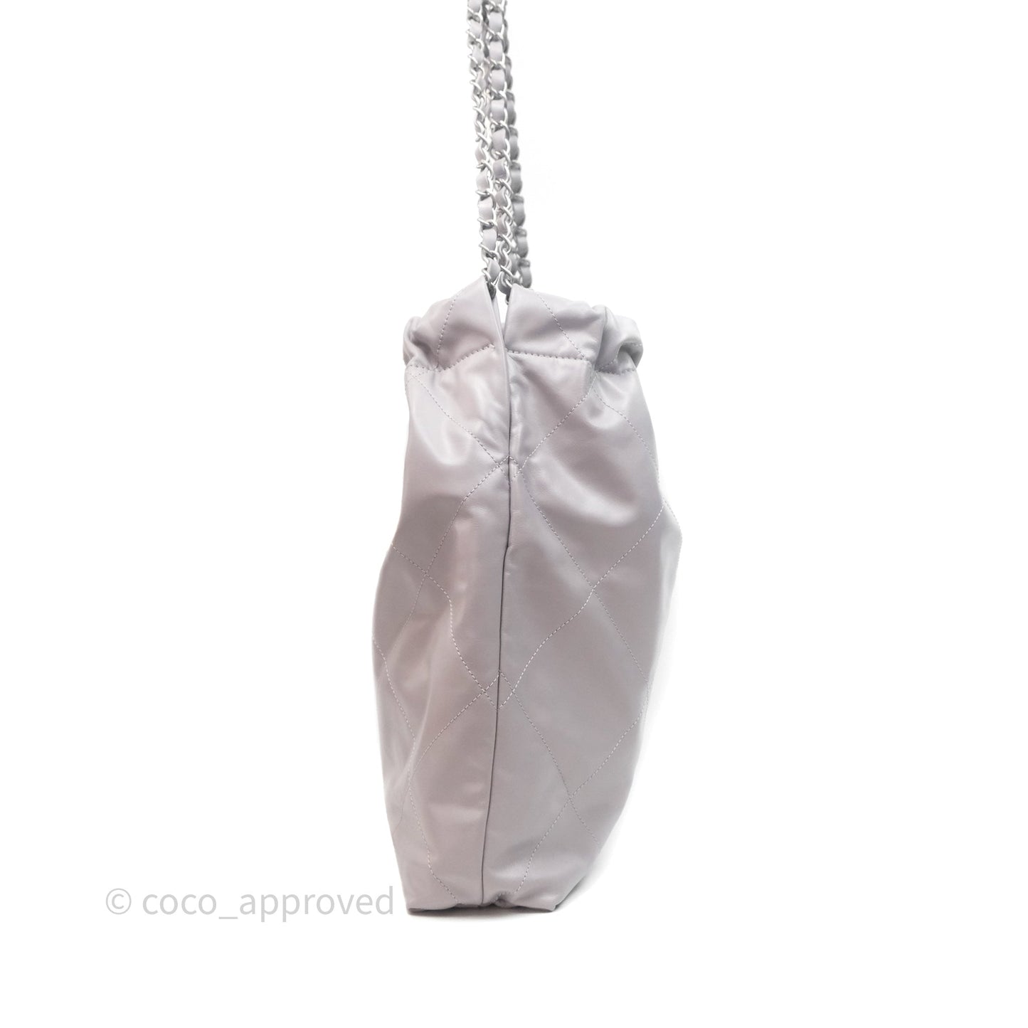 Chanel 22 Medium Grey Shiny Aged Calfskin Aged Silver Hardware