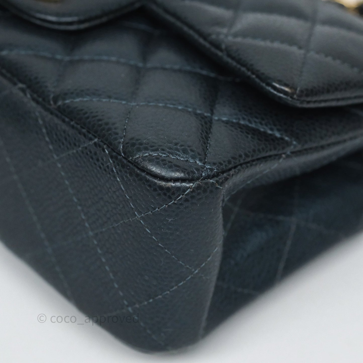 Chanel Mini Rectangular Quilted Iridescent Teal Caviar Gold Hardware