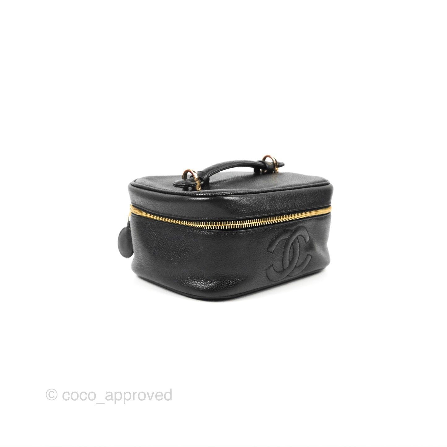 Chanel Vintage Vanity Case Black Caviar Gold Hardware