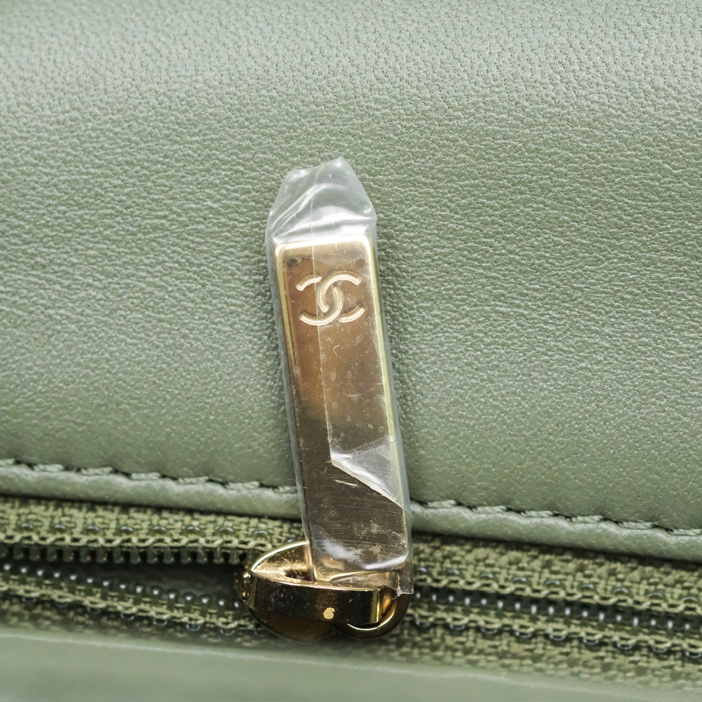 Chanel Mini Square Flap Quilted Olive Green Lambskin Gold Hardware