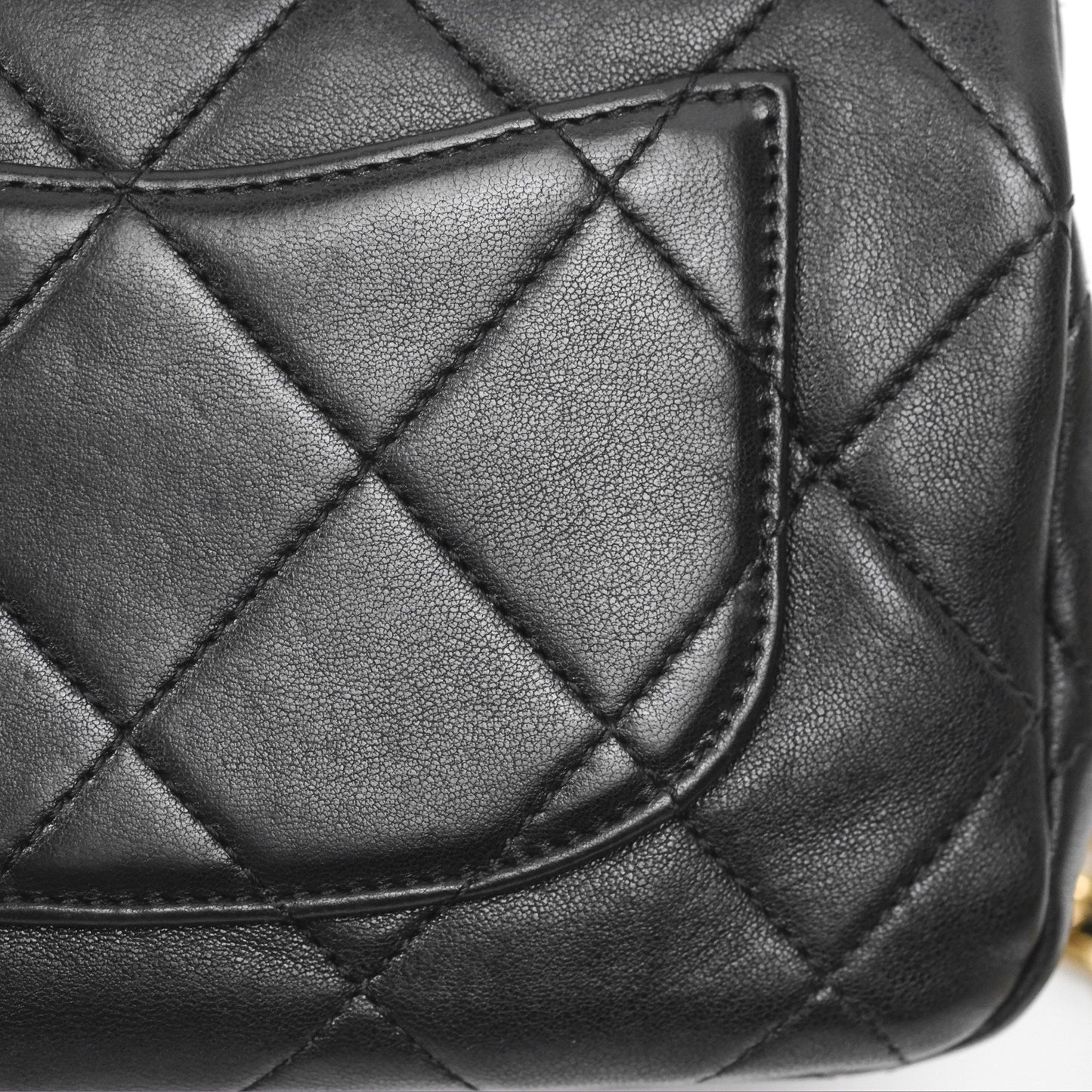Chanel Mini Top Handle Flap Black Lambskin Aged Gold Hardware