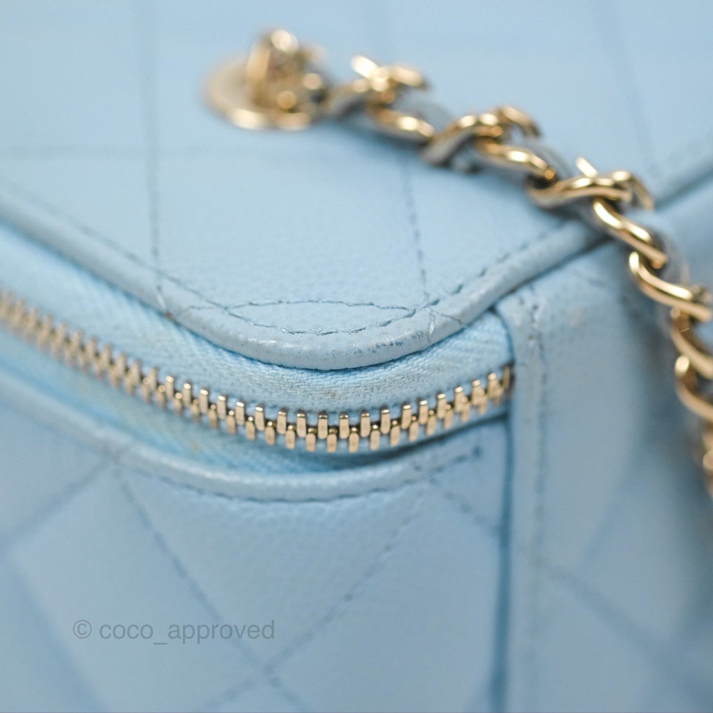 Chanel Classic Vanity With Chain Blue Caviar Gold Hardware