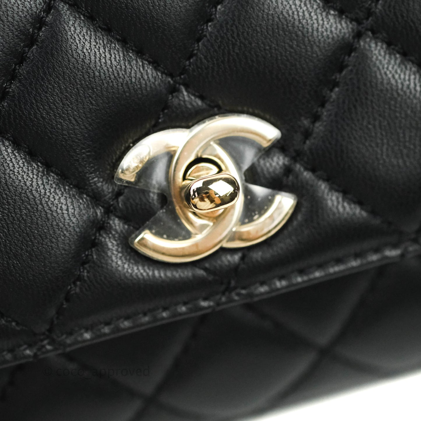 Chanel Quilted Extra Mini Rainbow Coco Handle Bag Lambskin Black Gold Hardware