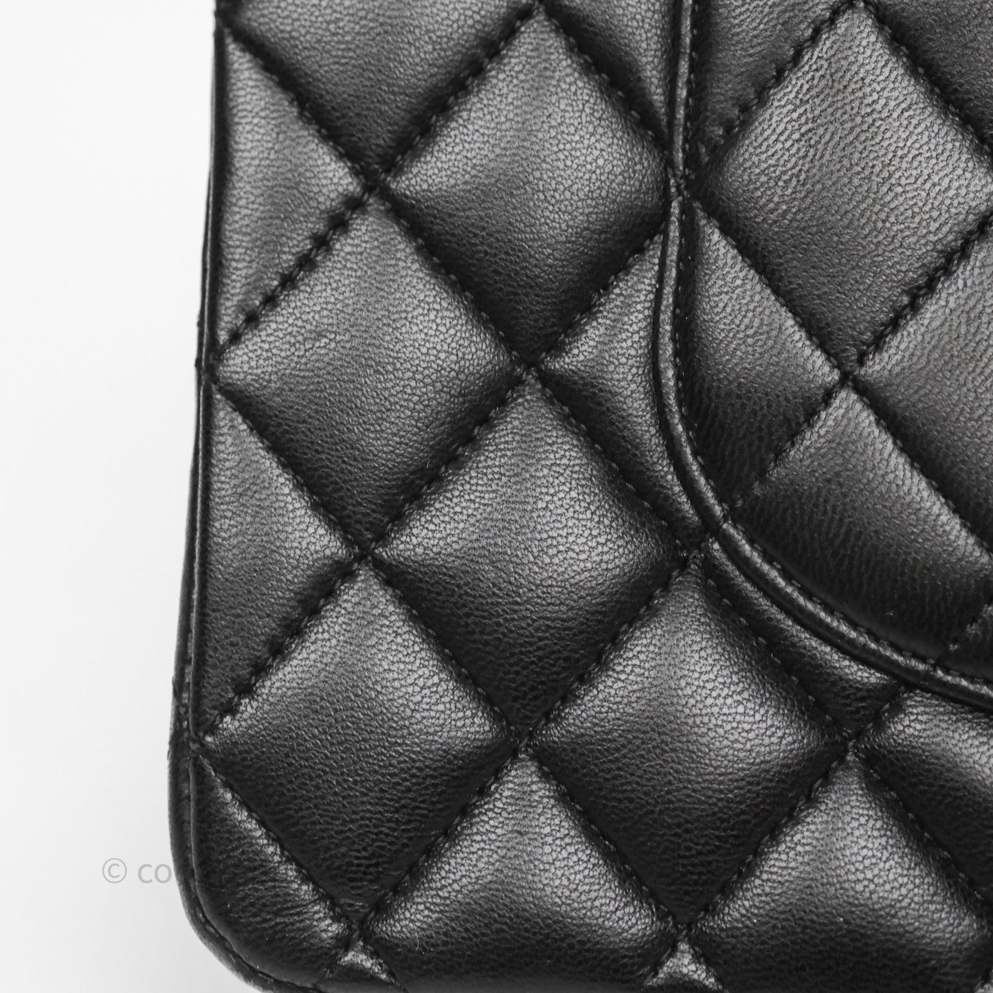 Chanel Classic M/L Medium Flap Quilted Black Lambskin Silver Hardware