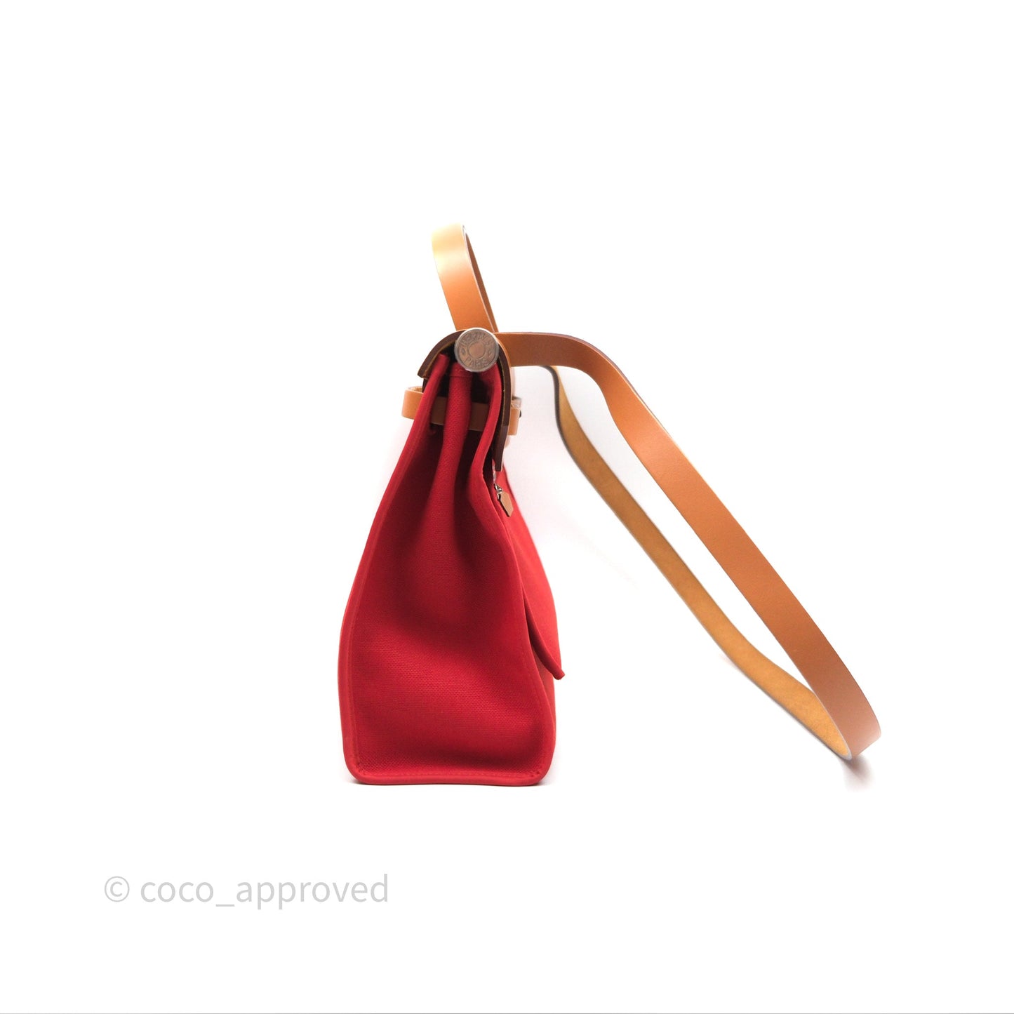 Hermès Herbag Zip 31 Red/Natural Canvas Palladium Hardware
