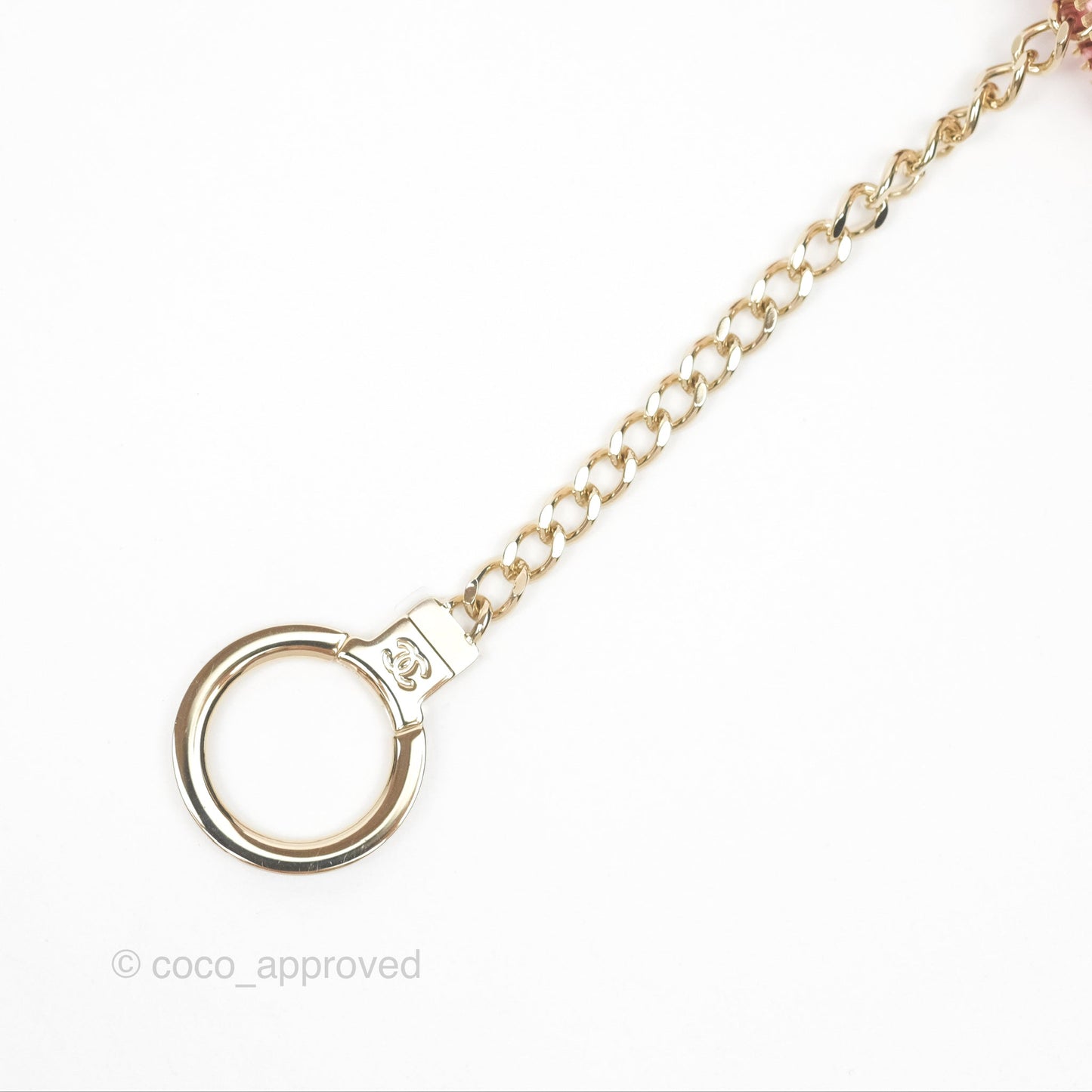 Chanel Key Holder Case Pink Camellia Embossed Lambskin Gold Hardware