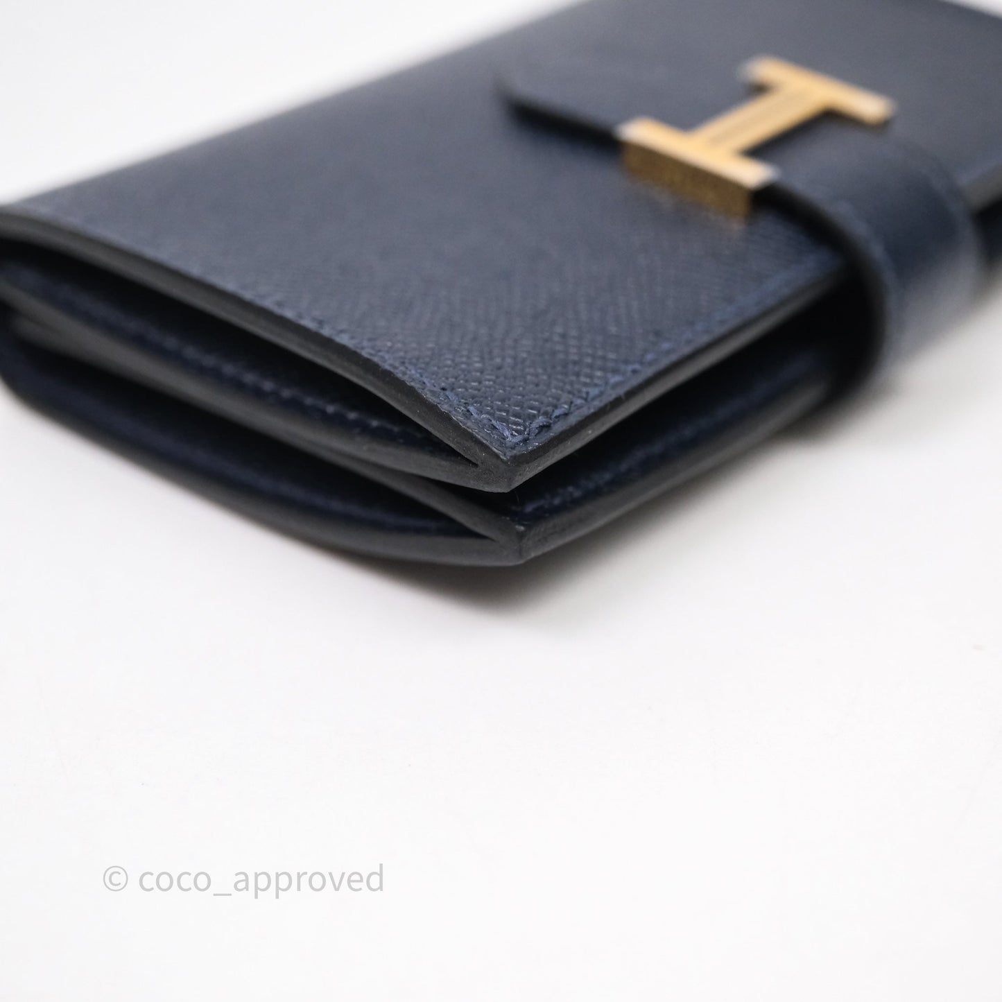 Hermès Bearn Mini Wallet Bleu Nuit 2Z Epsom Gold Hardware