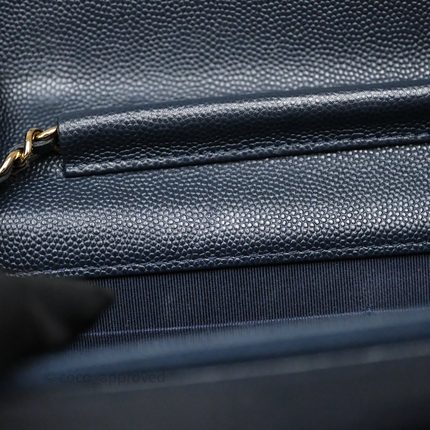 Chanel Classic Wallet On Chain WOC Quilted Navy Caviar Gold Hardware