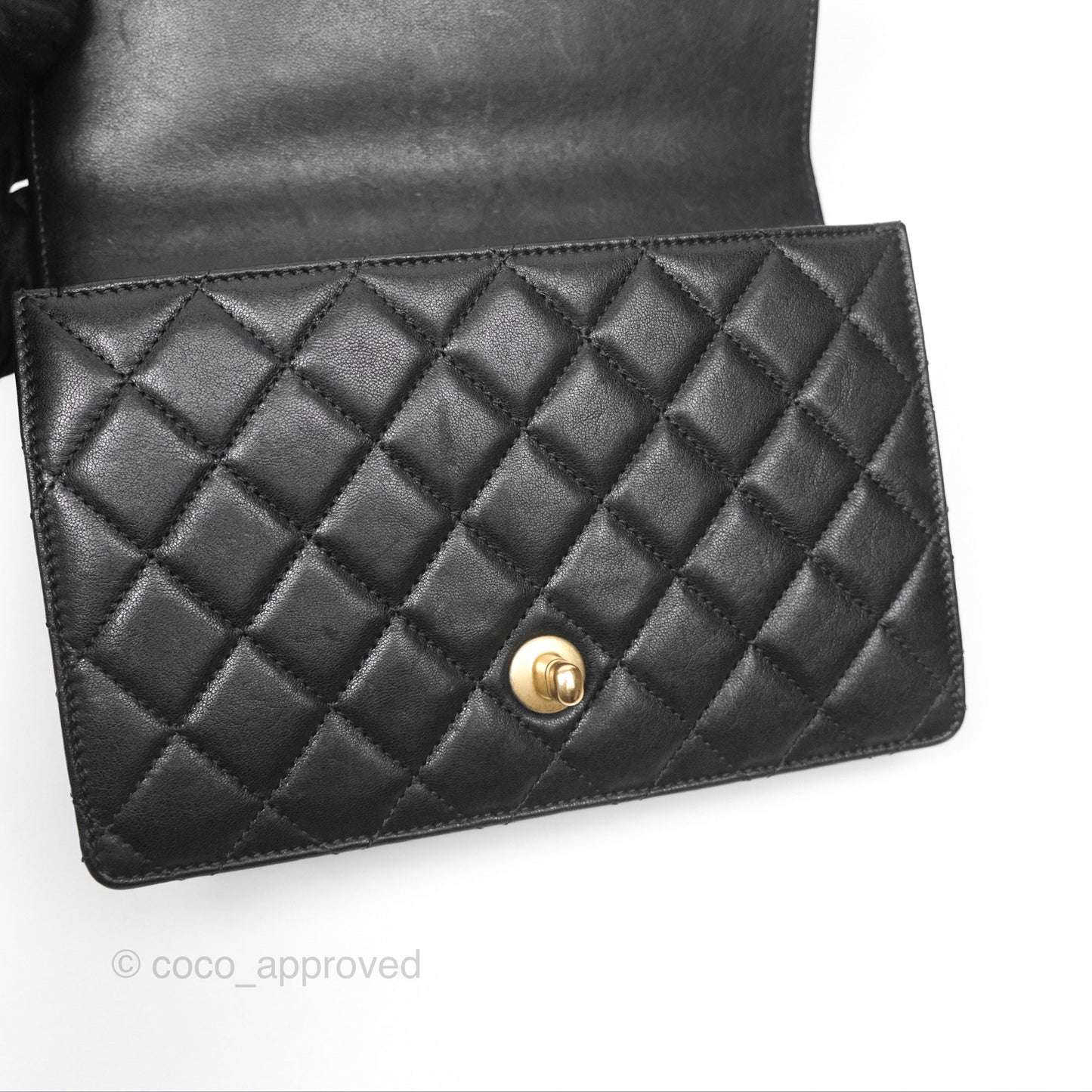 Chanel Small Chic Pearls Flap Quilted Black Goatskin Aged Gold Hardware