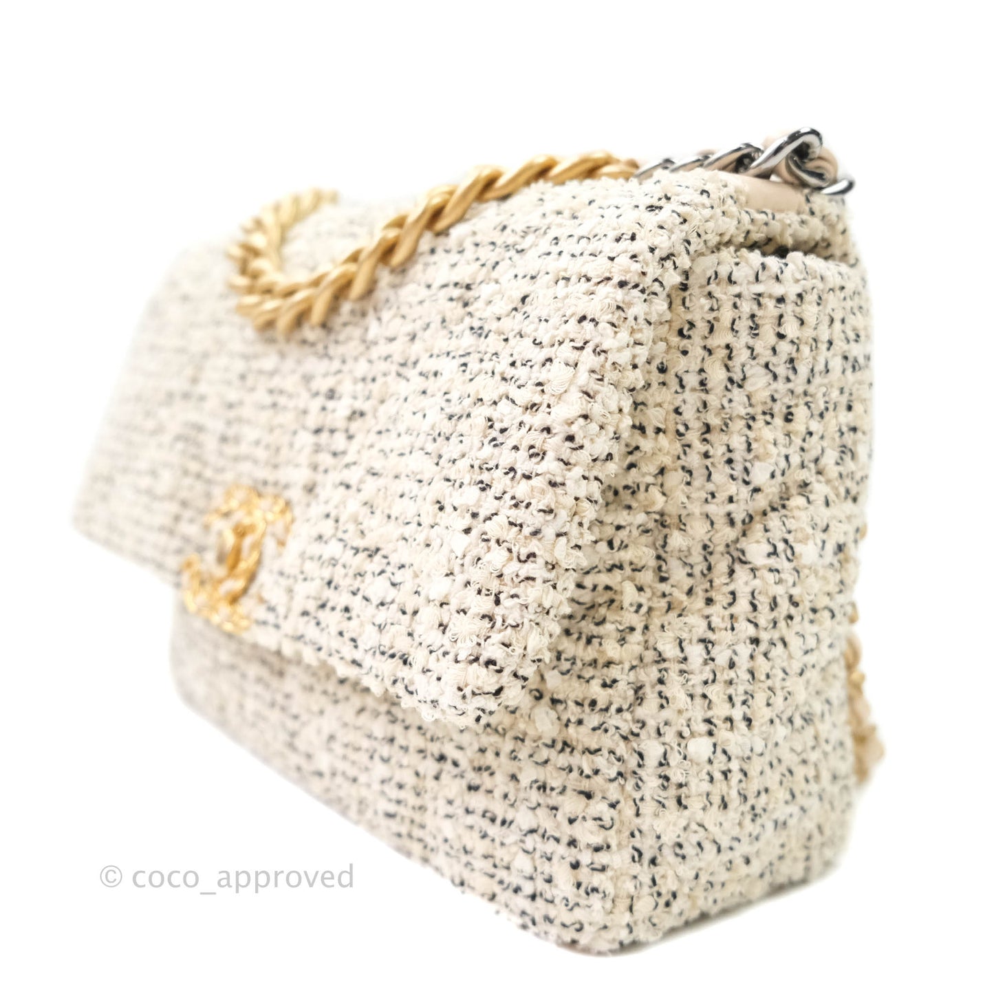 Chanel 19 Small Tweed Oreo Cream Mixed Hardware