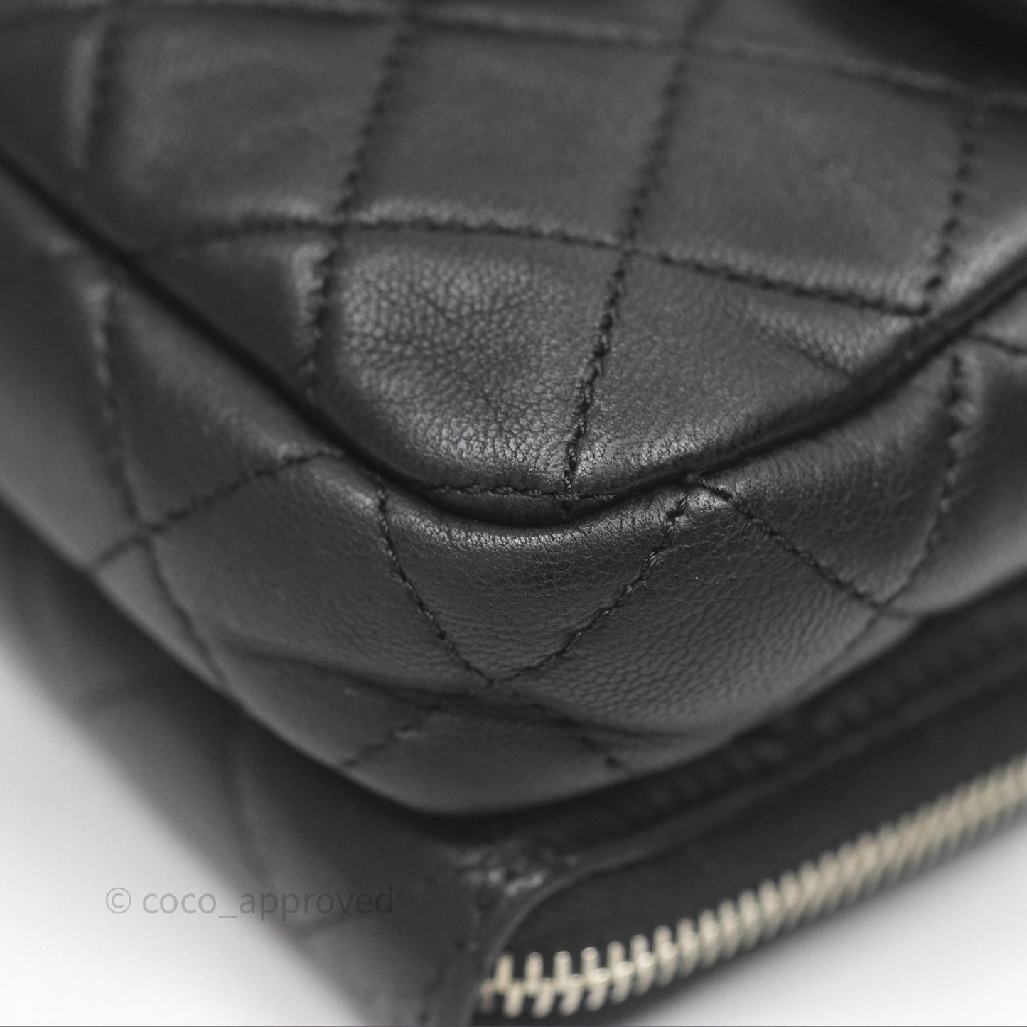Chanel Mini Quilted Double Pouch Bag Lambskin Sliver Hardware