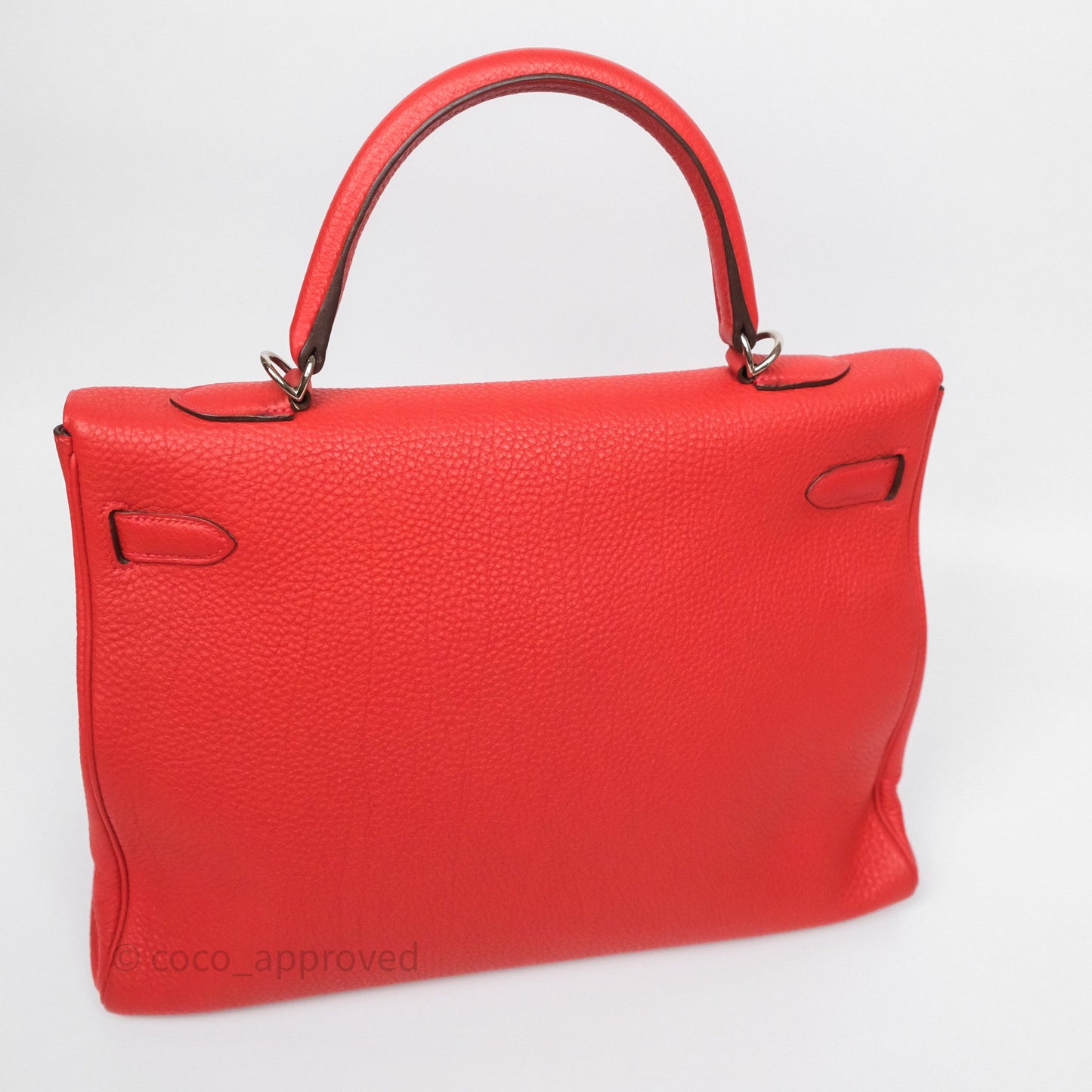 Hermès Kelly 35 Retourne Red Togo Palladium Hardware